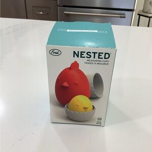 Fred Nested Measuring Cups - Red and Yellow and Grey Bird Design